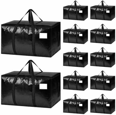 12 Pack Heavy Duty Waterproof Moving Bags, Foldable Totes by Unknown