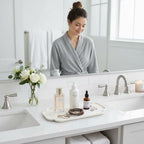 MARMOR Natural Calacatta Marble Tray, Luxury Vanity Tray for Bathroom Counter, Perfume Organizer, Jewelry Tray, Candle Holder Decor, Kitchen Countertop Organizer, Elegant Home Decorative Tray Gift - Image 2