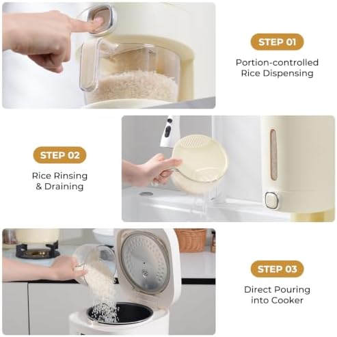 UFORU Rice Dispenser 23-25 LB,Airtight Rice Storage Container,Measuring Cup - Image 2