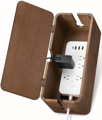 ZhiYo Wood Cable Management Box, Medium Cord Organizer Box for Power Strip by ZhiYo