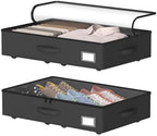 EE-RoomWorld Underbed Storage With Wheels, No Assembly Required - 5.5 Inch Height Black Underbed Bins, Low Profile Rolling Shoe Storage Containers for Dorm by EASIERLIFEENJOYWORLDBEAUTY