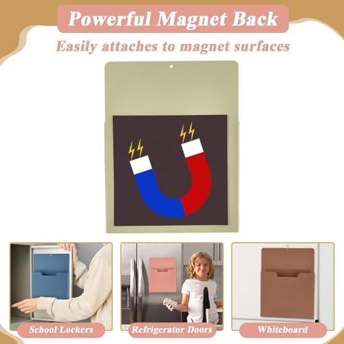 gisgfim 8 Pcs Magnetic Wall File Organizer Magnetic File Paper Holder Hanging Refrigerator Magazine Mail Holder for Planners Letters Documents Whiteboard Classroom Office Home (Boho,10 x 13 Inch) - Image 5