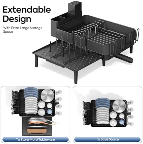 Urackify Expandable Dish Drying Rack, Stainless Steel, Large Capacity - Image 4