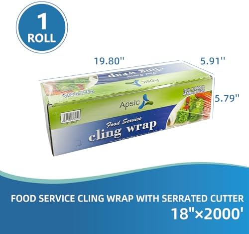18in x 2000ft Standard Cling Wrap Roll With Serrated Cutter Food Wrap - Image 2