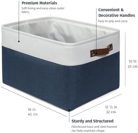 OrganiHaus 16x12.5in Storage Baskets, 3 Pack - Fabric Bins for Shelves - Image 2