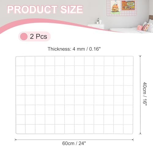 PATIKIL 24"x16" Wire Grid Panel, 2 Pack Board Photo Pictures Memo Display Grid Panels Hanging Organizer Wall Decorative Panel for Home Office Wedding, White - Image 3