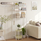 STDDRE 3-Tier Over The Toilet Storage Space Saver with Paper Holder Freestanding Rack Metal Bathroom Shelves with Hooks Above The Toilet Storage Shelf (White, 3 Tier) - Image 5
