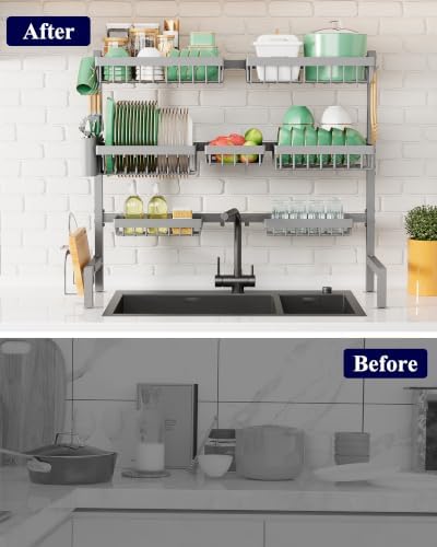 Kitsure Adjustable Over The Sink Dish Drying Rack, 31.5" -39.4" x 30.3" - Image 3