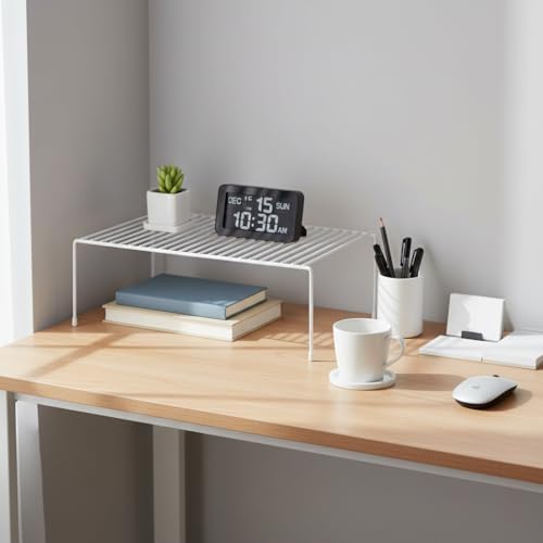 6-Pack Medium (13x8.5inch) Kitchen Organizer Rack, Kitchen Shelves for Spice Organization for Cabinet, Pantry Organizers and Storage, Spice Rack, Desk Organizer, White - Image 6