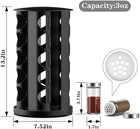 Handisen Rotating Spice Rack Organizer for Cabinet, Spice Racks Storage with 20 Jars, Spinning Spice rack for Kitchen Countertop, Spice Holder,Seasoing Storage Racks, Silver - Image 3
