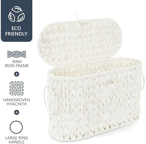 Coeusy Toilet Paper Basket with Lid, Wicker Basket for Bathroom Organizer - Image 6