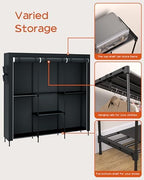 CASAMAYA Portable Closet, 81.5 Inch Extra Large Capacity Wardrobe Closet with Cover, Clothes Storage Organizer with Shelves and 5 Hanging Rods, Easy to Assembly, Black PCT136B01 - Image 6