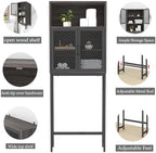 Launica 65 Inch Over The Toilet Storage Cabinet Wood and Metal Dark Gray - Image 4