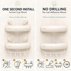 Corner Shower Caddy Suction Cup, Removable Bath Organizer Shelf - Image 3