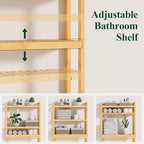 Smiry Bamboo Over The Toilet Storage Cabinet, 3 Tier, Natural - Image 3