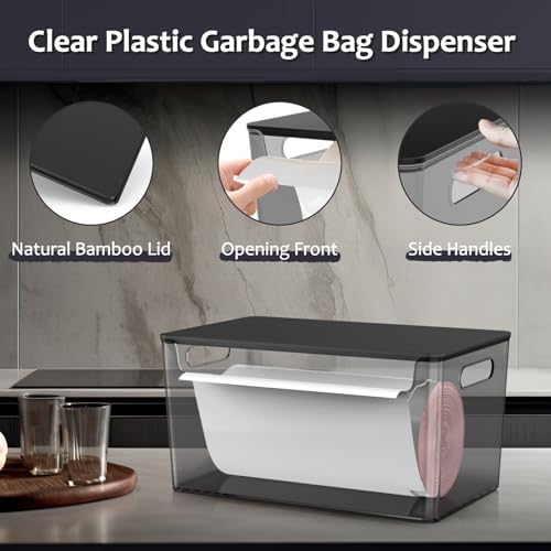 COAZEX 2 Pack Stackable Plastic Trash Bag Holder with Black Lids Under Sink - Image 3