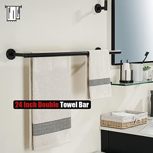 JQK Double Towel Bar, Oil Rubbed Bronze 27 Inch 304 Stainless Steel Thicken 0.8mm Bath Towel Rack for Bathroom, Towel Holder Wall Mount ORB, Useable Length 24 Inch, TB100L24-ORB - Image 5