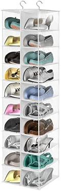 20 Section Hanging Shoe Organizer for Closet, Hanging Closet Organizer and Storage Space-Saving Foldable Clothes Shelf with Sturdy Hooks for Wardrobe, Dorm, Bedroom, Rv, Transparent by coastalrose