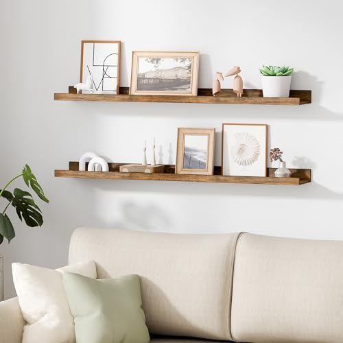 upsimples Floating Shelves for Wall Decor and Storage, Brown, 6Pcs 35.5'' - Image 5