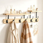Coat Rack Wall Mount 23" Coat Rack Wall Mount with Shelf for Entryway, Rustic (Natural Color) by JIEYIFAN
