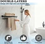 Alise Double Towel Rack for Bathroom Wall Mounted 24 Inch,Matte Black - Image 3