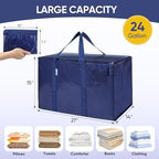 TICONN 6 Pack Extra Large Moving Bags Heavy Duty with Zippers & Carrying Handles, Durable Storage Bags Moving Boxes for Closet Organizers and Storage (6 Pack, Navy) - Image 5