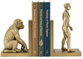 Gold Evolution Book Ends, Monkey to Man Bookends for Heavy Books by Home