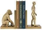 Gold Evolution Book Ends, Monkey to Man Bookends for Heavy Books by Home