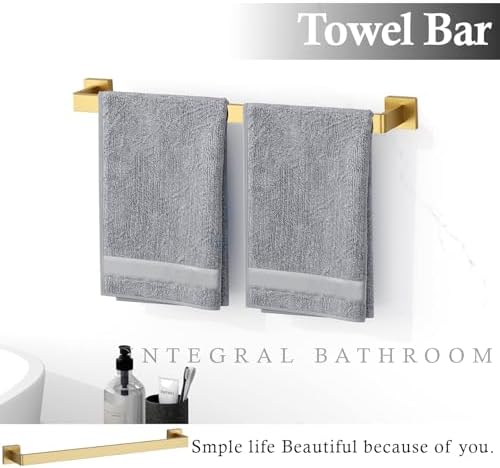 5-Piece Brushed Gold Bathroom Accessories Set 23.6 Inch Towel Bar Set. - Image 3