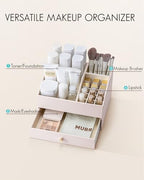 VLANDO 2-Layer Vanity Organizer with Drawers for Vanity,Apricot White - Image 3