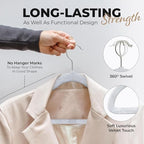 Our Modern Space 200 Pack Velvet Hanger for Shirt Pants Dresses Skirts Suits Jackets - Slim Space Saving Design - Standard Coat Hanger - Sturdy & Durable Design with Shoulder Grooves Hook - Image 4