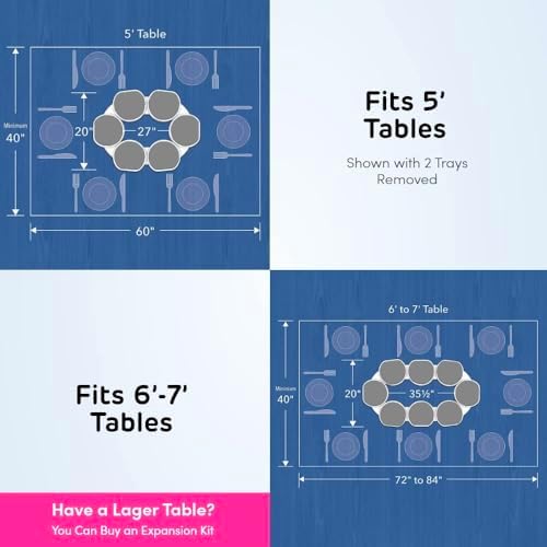 Light Gray- The Lazy Susan Revolution - The First Patented Lazy Susan Turntable Expandable for Rectangular & Oblong Tables - Kitchen & Dining Tables - Great Gift! Parties & Gatherings - Image 5