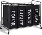 STORAGE MANIAC 4 Section Laundry Sorter Rolling Laundry Hamper, Label Black by STORAGEMANIAC