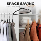 Our Modern Space 200 Pack Velvet Hanger for Shirt Pants Dresses Skirts Suits Jackets - Slim Space Saving Design - Standard Coat Hanger - Sturdy & Durable Design with Shoulder Grooves Hook - Image 5