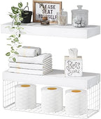 QEEIG Bathroom Shelves Over Toilet Wall Mounted (White, Set of 2, 15.7") by QEEIG