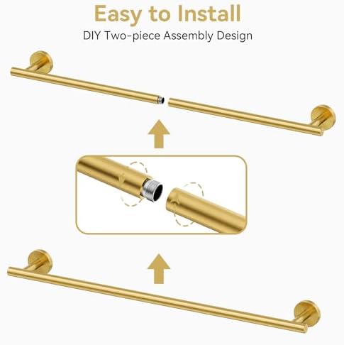 Brushed Gold Towel Bar, 30 Inch Towel Rack for Bathroom Wall-Mounted - Image 7