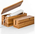 TIDITA Set 2 Sizes Wooden Cable Management Box Round Edge, Magnetic Lid by TIDITA