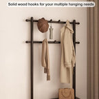 AQIMUELE Coat Rack with Shoe Storage, Wooden Hall Tree with Bench, 11 Hooks and 2-Tier Storage Shelves, 3-in-1, Entryway Bench with Coat Rack (31.5"-Deep Black) - Image 5