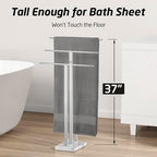 KES Heavy Marble Base Standing Towel Rack, 3-Tier Stainless Steel, Polished - Image 4