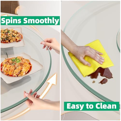 Lazy Susan 30.7 inch Glass Turntable Dining Table Large Round Serving Plate Tabletop Rotating Tray with Swivel Assist System Silent & Smooth Spin (78cm / 30.7in) - Image 5