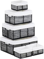 Vagusicc Wicker Storage Basket, 6 Pack Baskets for Organizing, Wicker Baskets with Handle, Rectangular Woven Basket for Storage Shelves, Cube Storage Bins for Closet/Clothes/Dresser, Black by Vagusicc