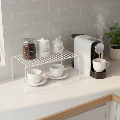 6-Pack Medium (13x8.5inch) Kitchen Organizer Rack, Kitchen Shelves for Spice Organization for Cabinet, Pantry Organizers and Storage, Spice Rack, Desk Organizer, White - Image 4