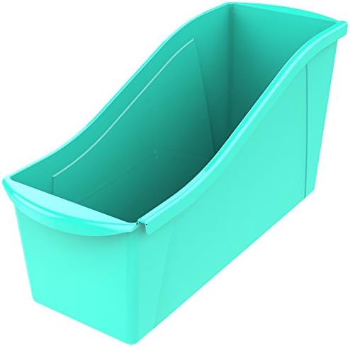 Storex Large Book Bin, Interlocking Plastic Organizer for Home, Office and Classroom, Teal, 6-Pack (71120U06C) - Image 2