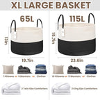 JMvicyroam 115L Extra Large Machine Washable Cotton Rope Blanket Basket - Image 3