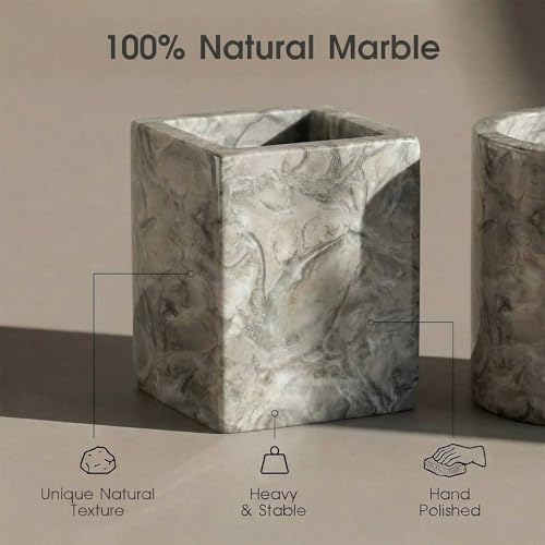 Natural Marble Tray Heavyweight Stone Vanity Tray for Bathroom Countertop, Coffee Table & Dresser - Handcrafted Rectangular Organizer (Gray X, 12" x 8" x 1.2") - Image 5
