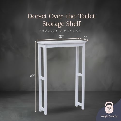 Alaterre Furniture Dorset Over-the-Toilet Storage Shelf, White, 27”x9”x37” - Image 3