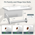 FORIOUS Toilet Paper Holder with Shelf, Natural Marble, Commercial - Image 6