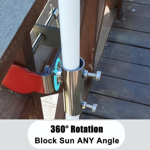 Stainless Steel Patio Umbrella Holder, 360° Adjustable Clamp - Image 4