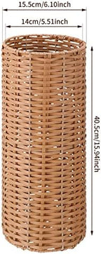 Weysat Woven Rattan Umbrella Stand Holder for Entryway,Cylindrical Style - Image 3