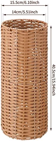 Weysat Woven Rattan Umbrella Stand Holder for Entryway,Cylindrical Style - Image 3